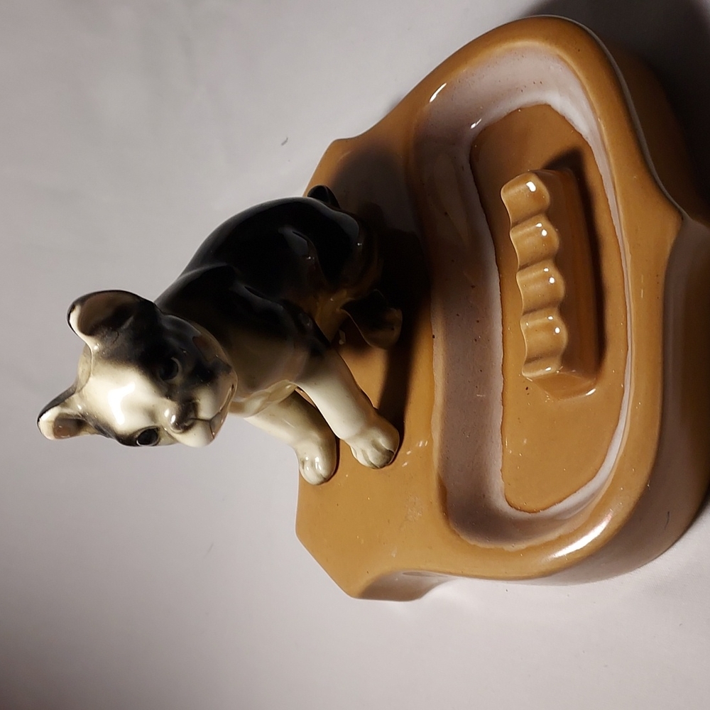 Vintage Boston Terrier Ash Tray Police Shield Design